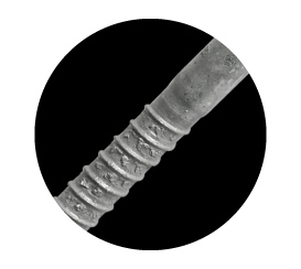 Rahmendübel MFR mit Schraube aus feuerverzinktem Stahl HD (hot-dipped), Detailansicht der Schraube auf schwarzem Hintergrund